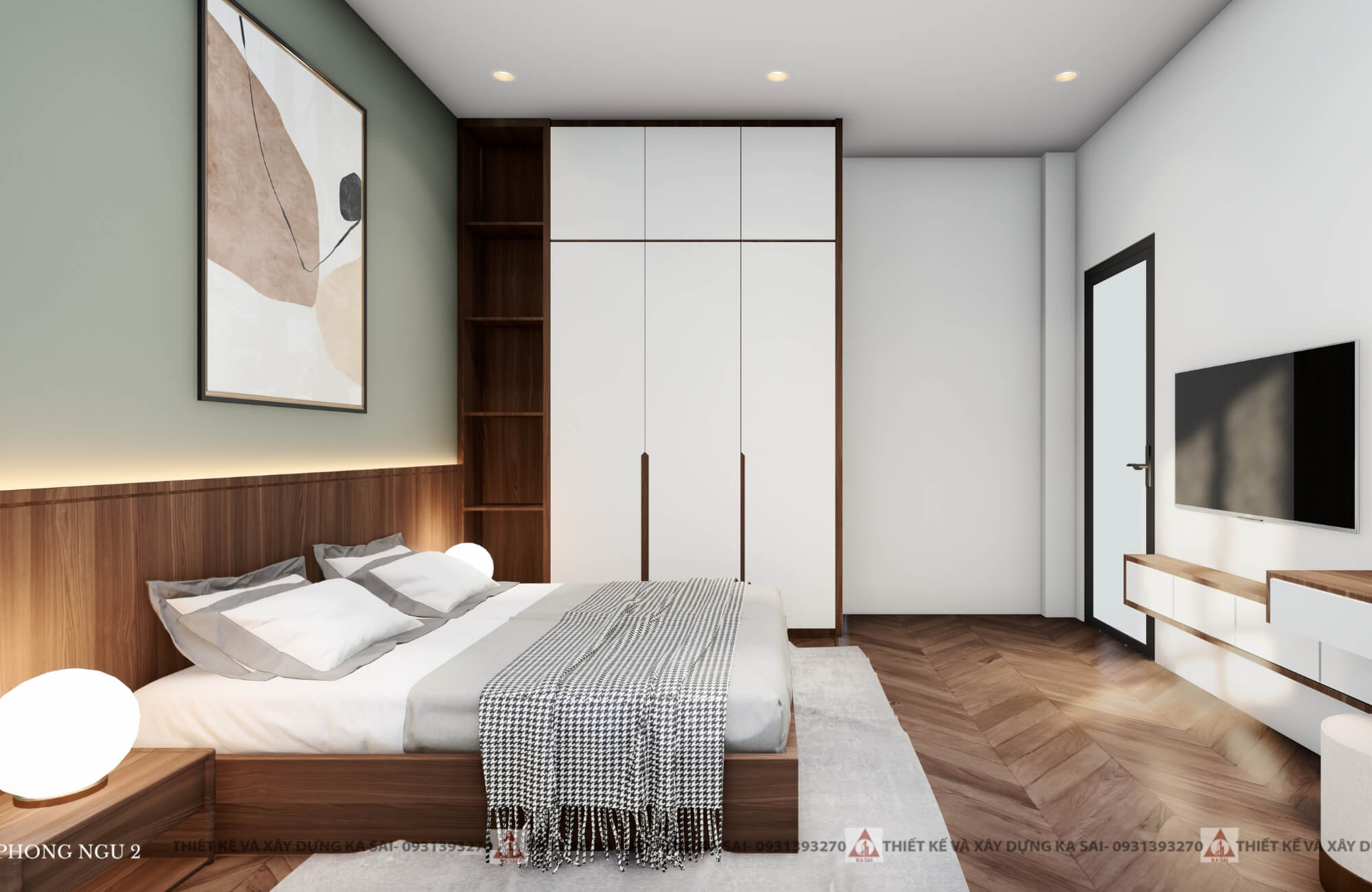 Phòng ngủ 2 nhà 2 tầng mái Nhật
