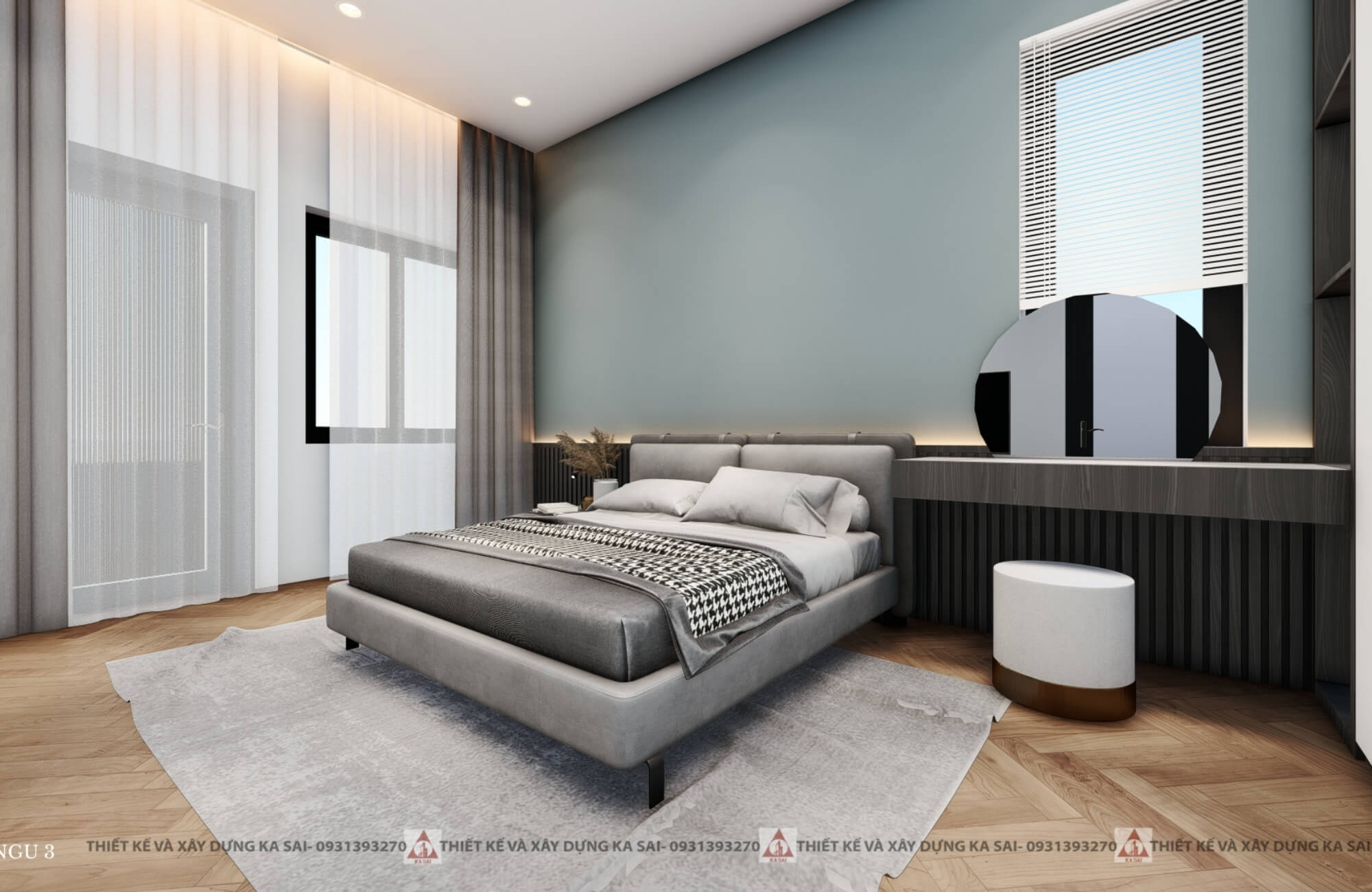 Phòng ngủ 3 nhà 2 tầng mái Nhật