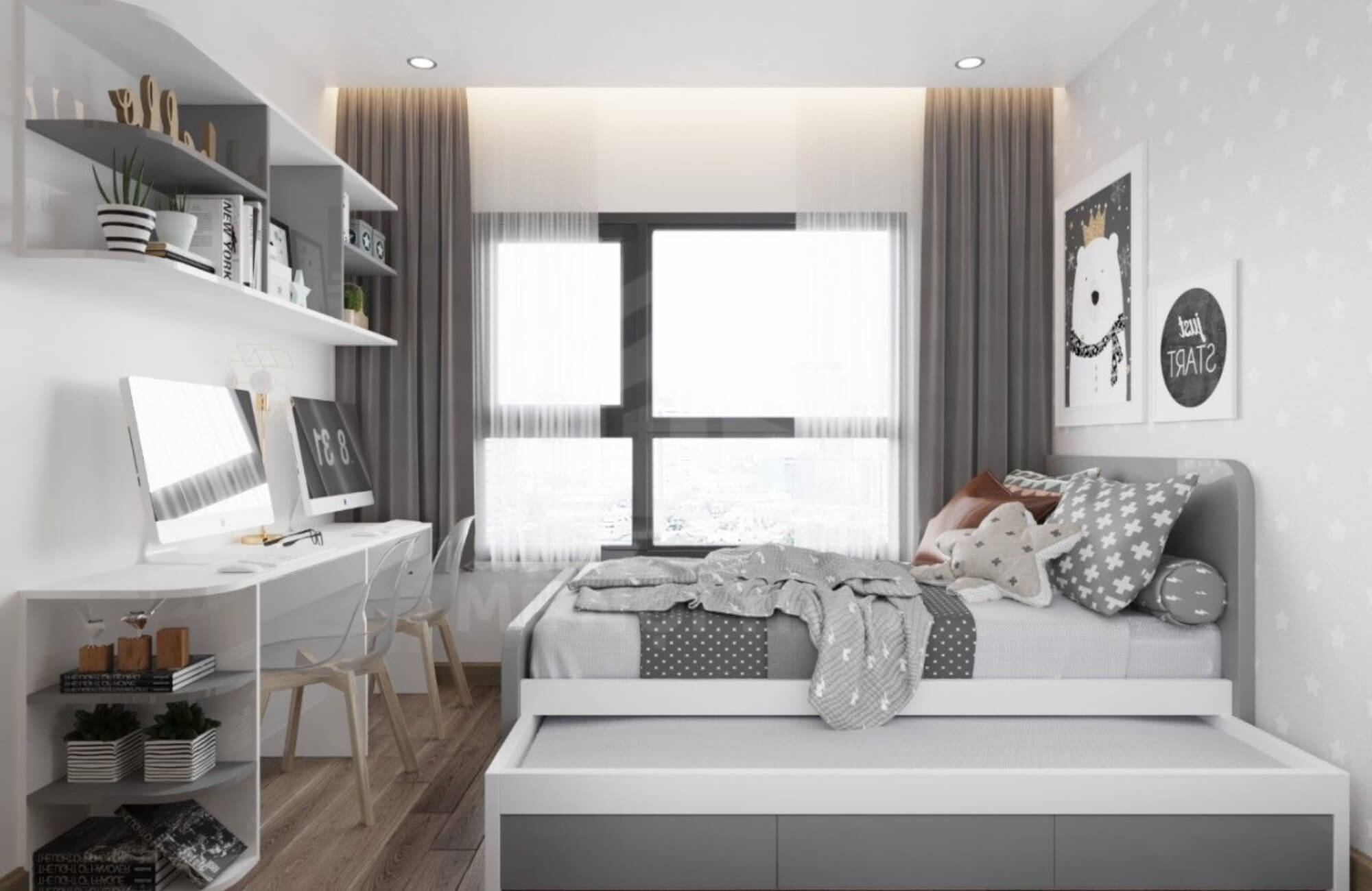 Decor phòng ngủ nhỏ cho nữ 9m2