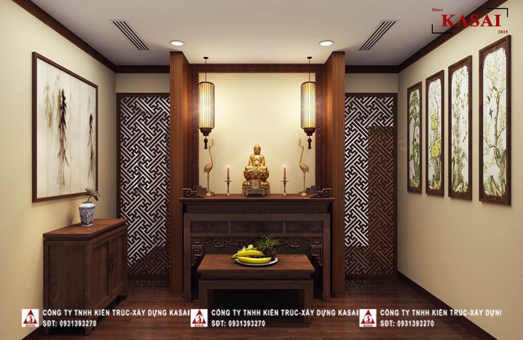 diện tích thiết kế phòng thờ trang nghiêm