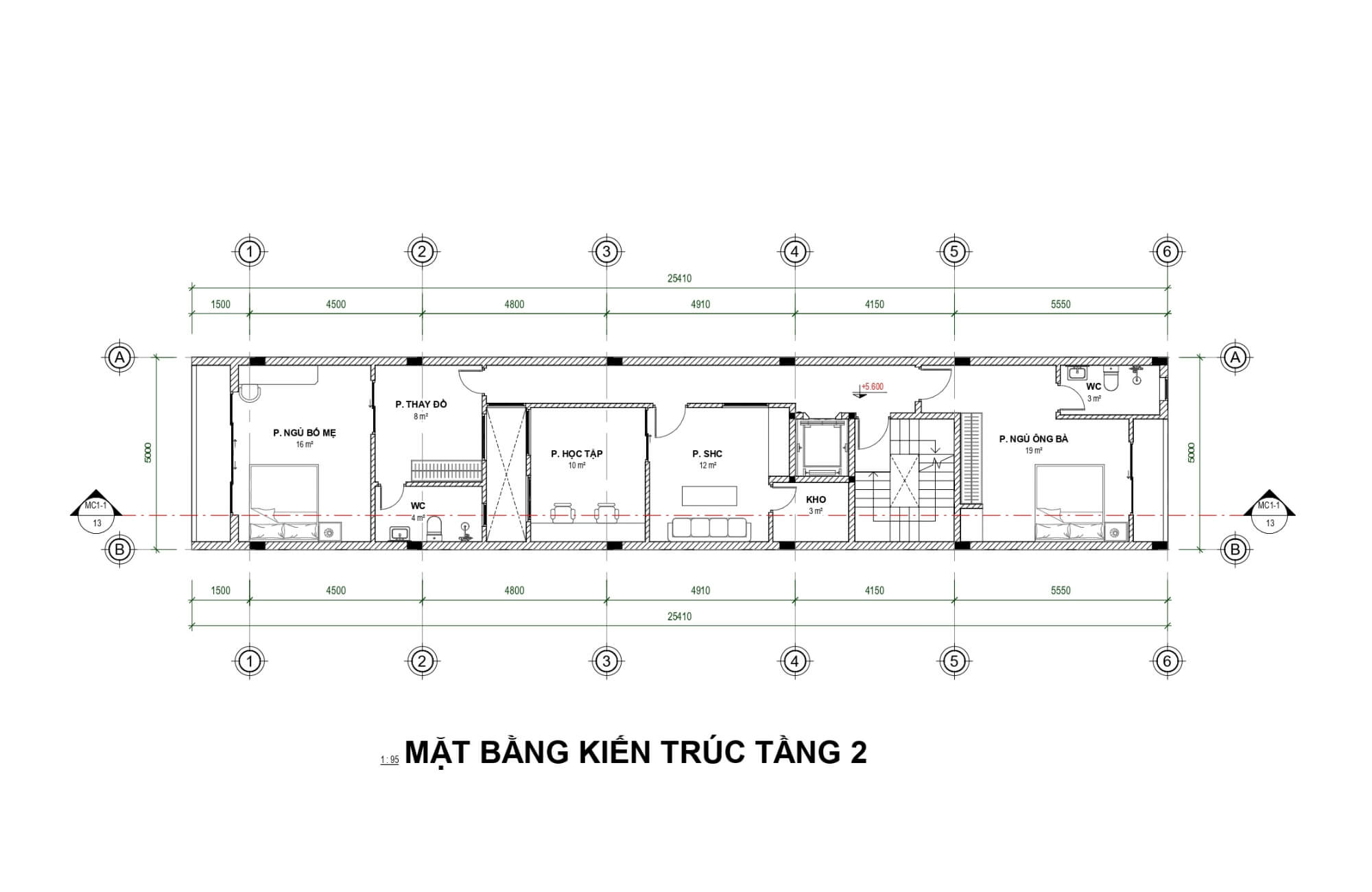 Mặt bằng tầng 2 Studio Apartment