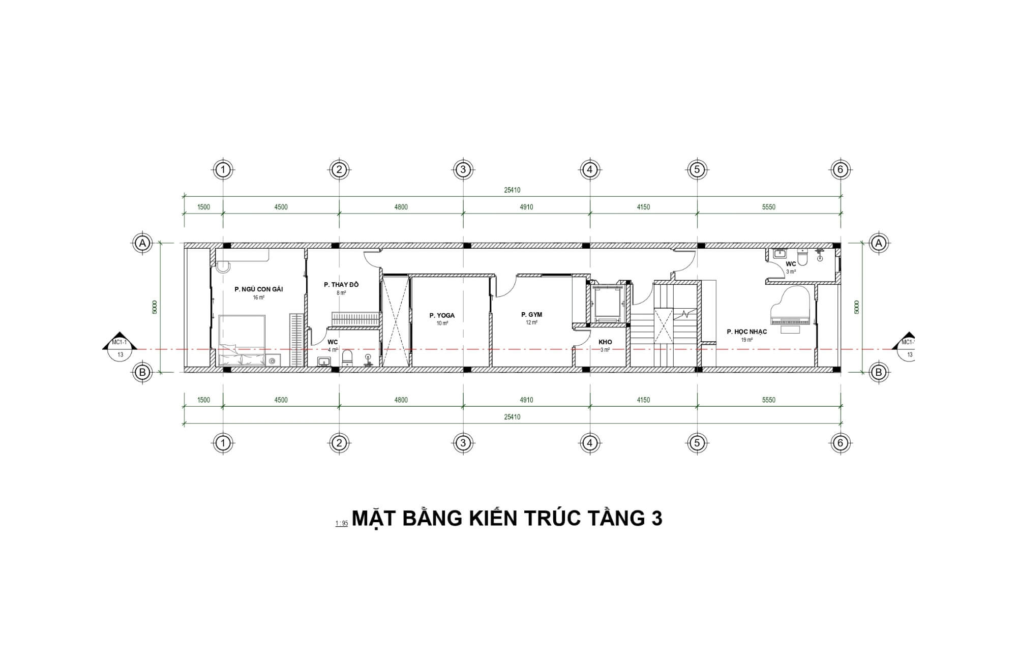 Mặt bằng tầng 3 Studio Apartment