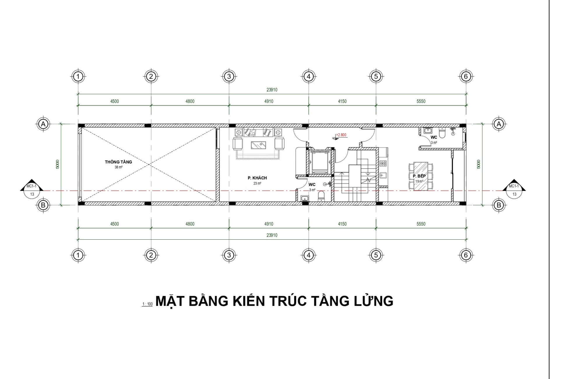 Mặt bằng tầng lửng Studio Apartment