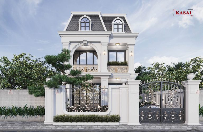 Phối cảnh 3D nhà tân cổ điển mặt tiền 7m