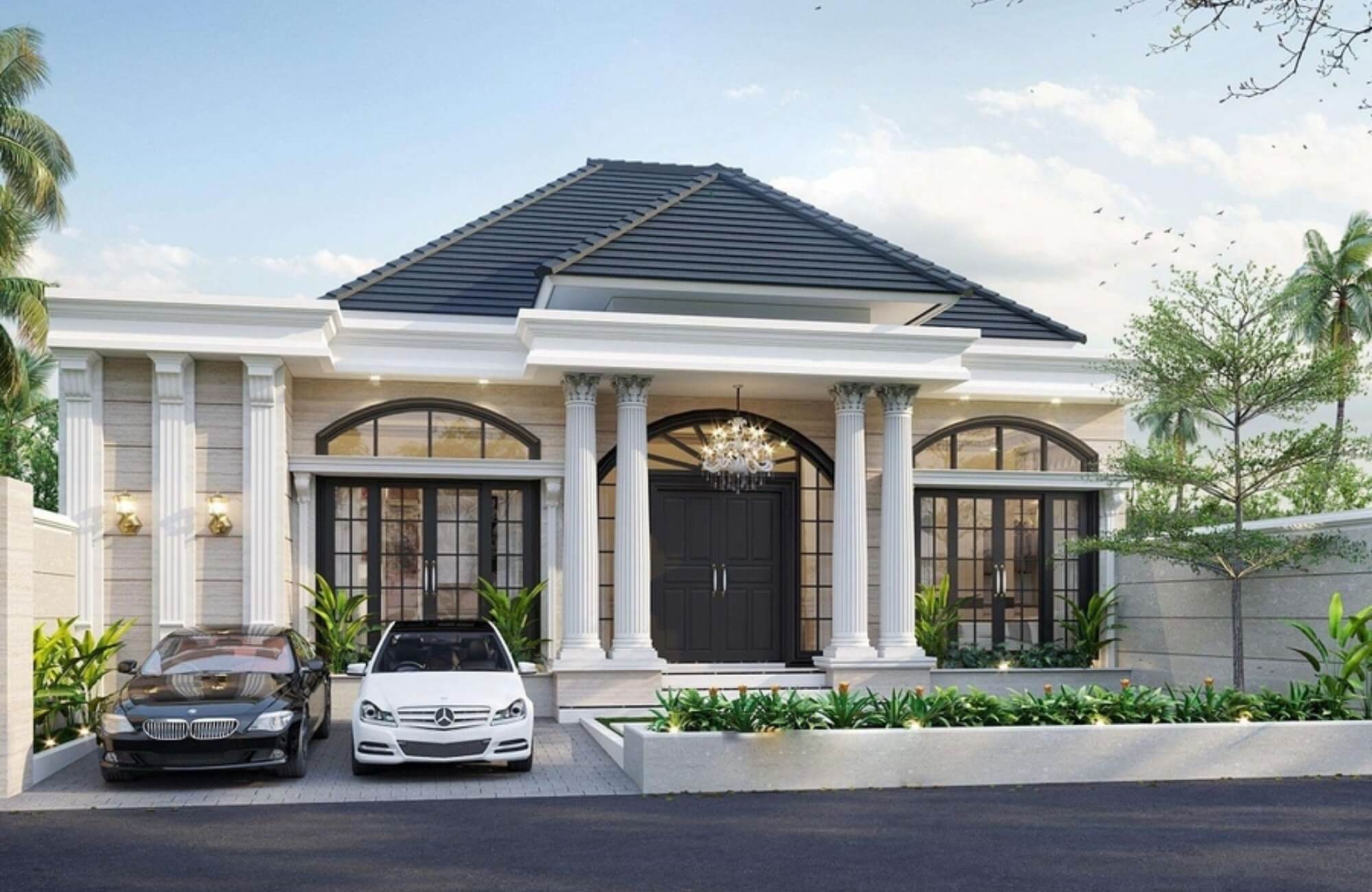 Mẫu biệt thự tân cổ điển 1 tầng đẹp