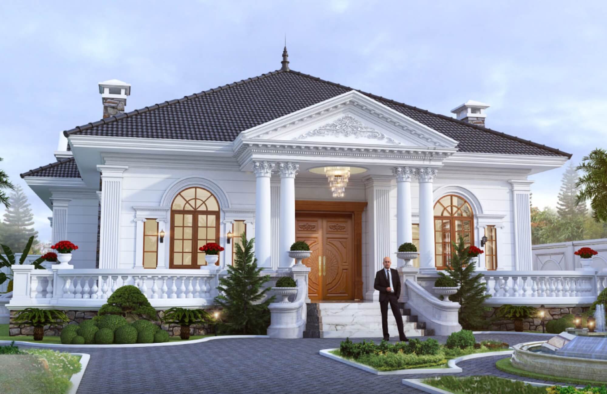 Mẫu biệt thự tân cổ điển 1 tầng