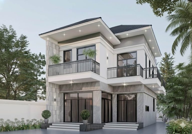 Mẫu nhà mái Nhật 2 tầng 4 phòng ngủ