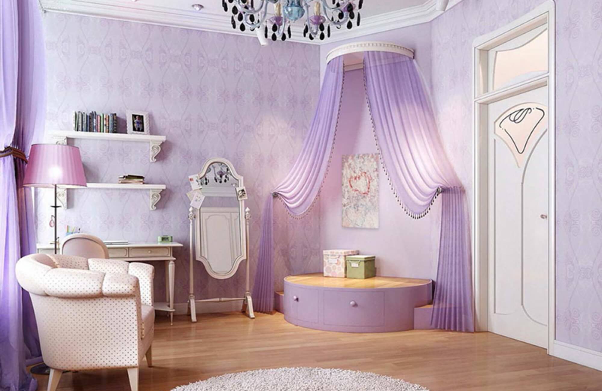 Mẫu phòng ngủ đẹp cho nữ màu tím