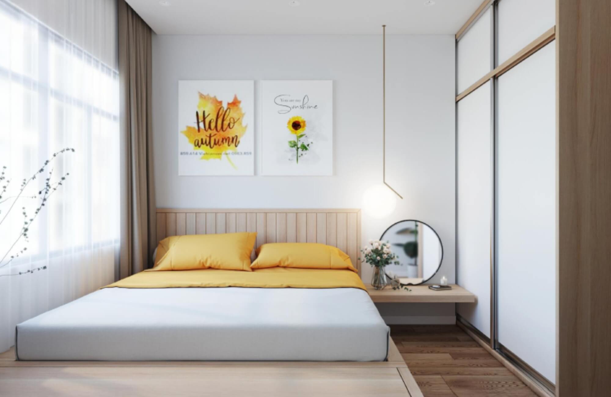 Phòng ngủ nhỏ 6m2 cho nữ
