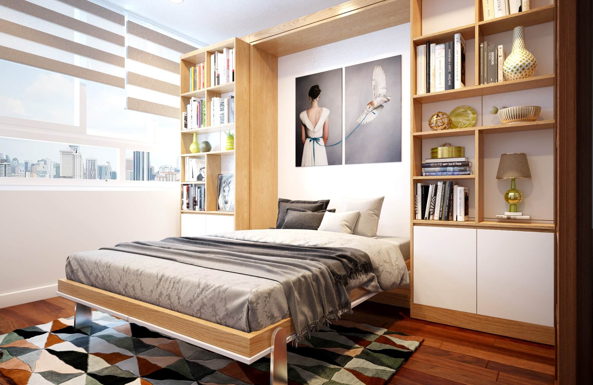 Phòng ngủ nhỏ 8m2 cho nữ