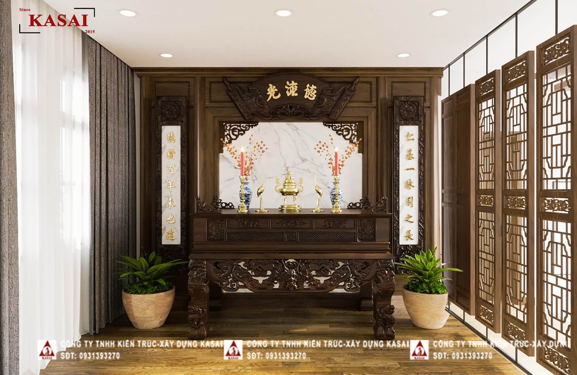 thiết kế phòng thờ của biệt thự nhà phố