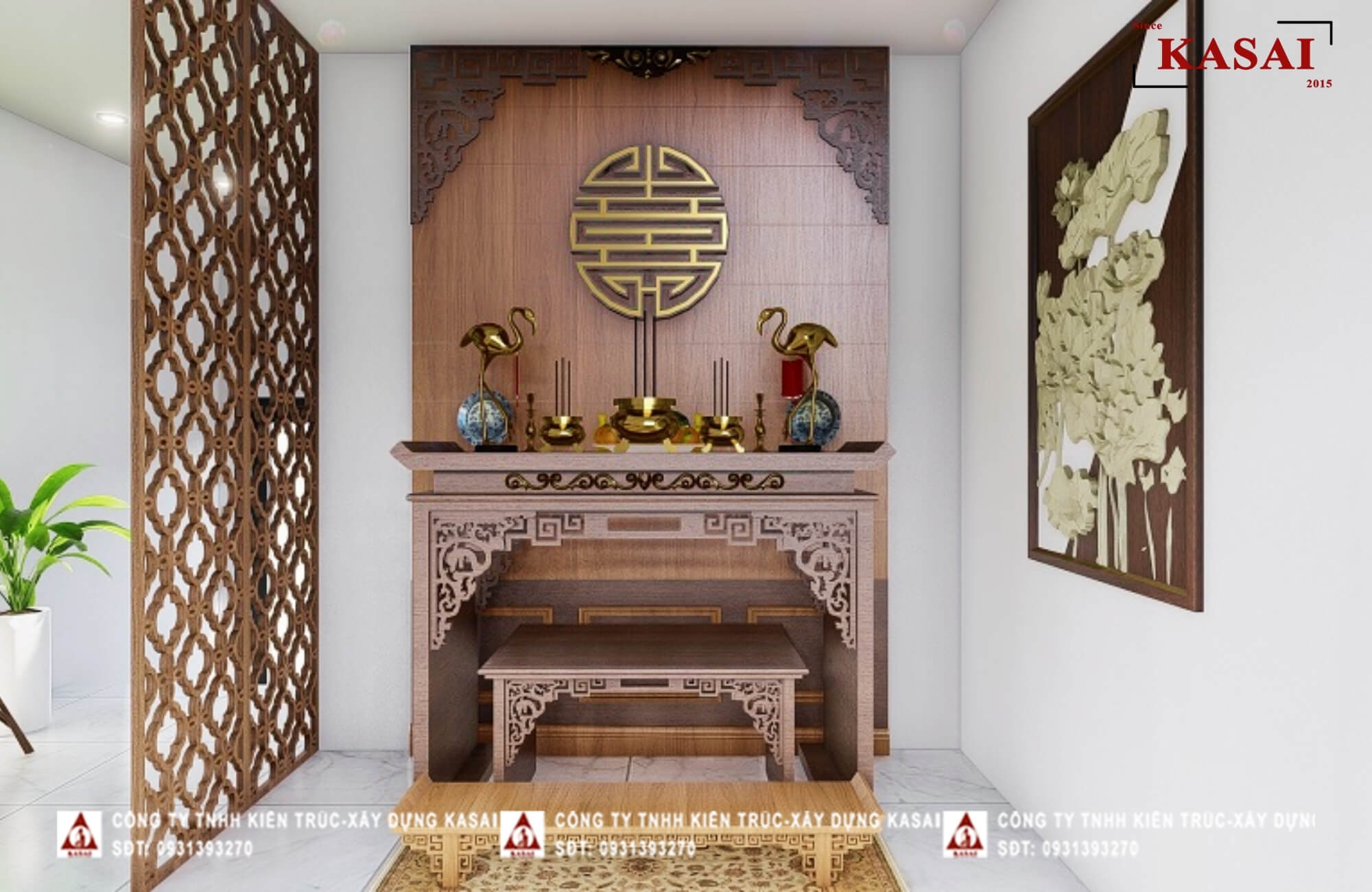 thiết kế phòng thờ gia tiên đầy ấn tượng