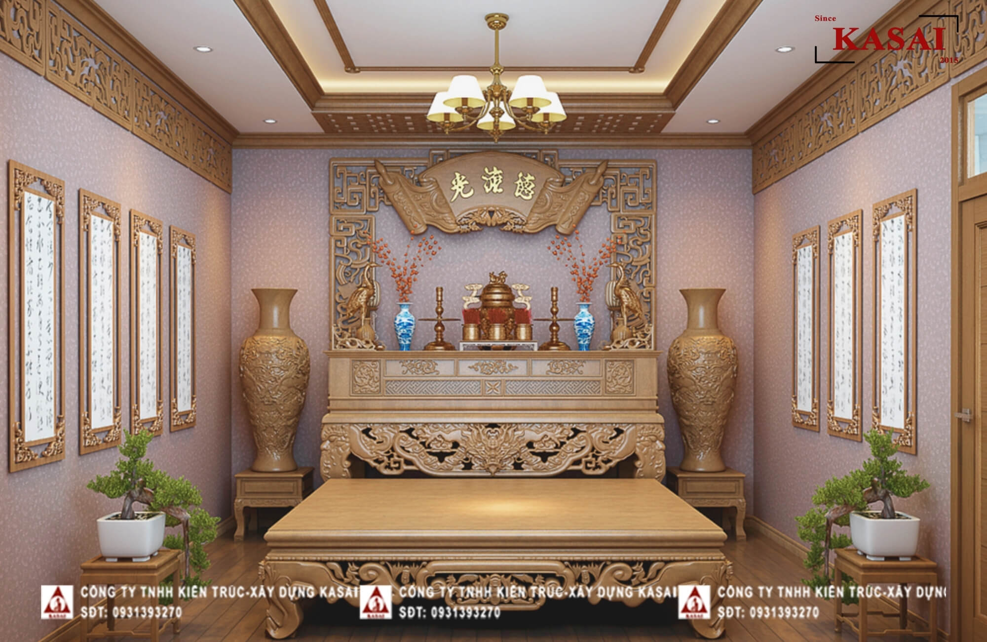thiết kế phòng thờ gia tiên chuẩn phong thủy