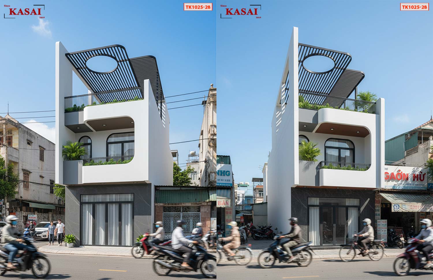 Mẫu nhà 2 tầng 1 tum 5x20m