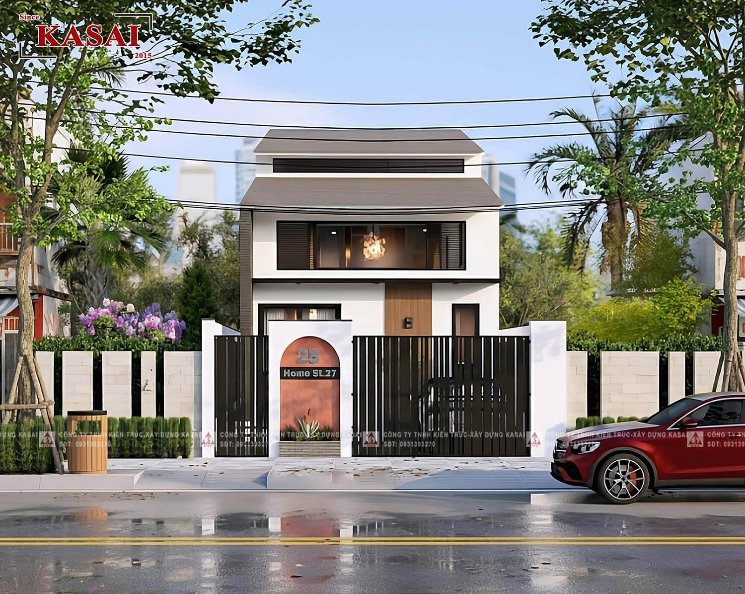Mẫu nhà 5x20m 2 tầng mái Nhật