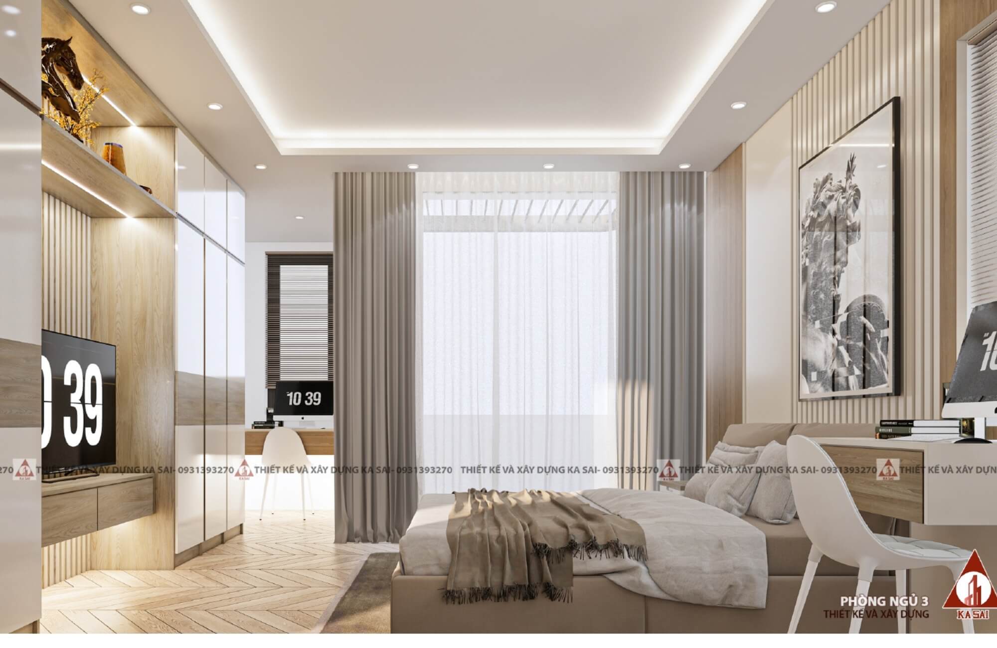 Phòng ngủ mẫu thiết kế nhà 7x10m 3 tầng