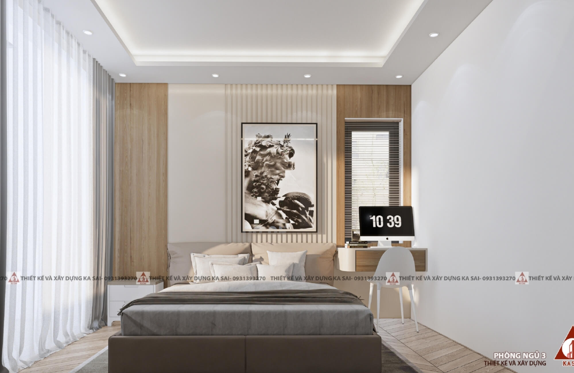 Phòng ngủ mẫu thiết kế nhà 7x10m 3 tầng