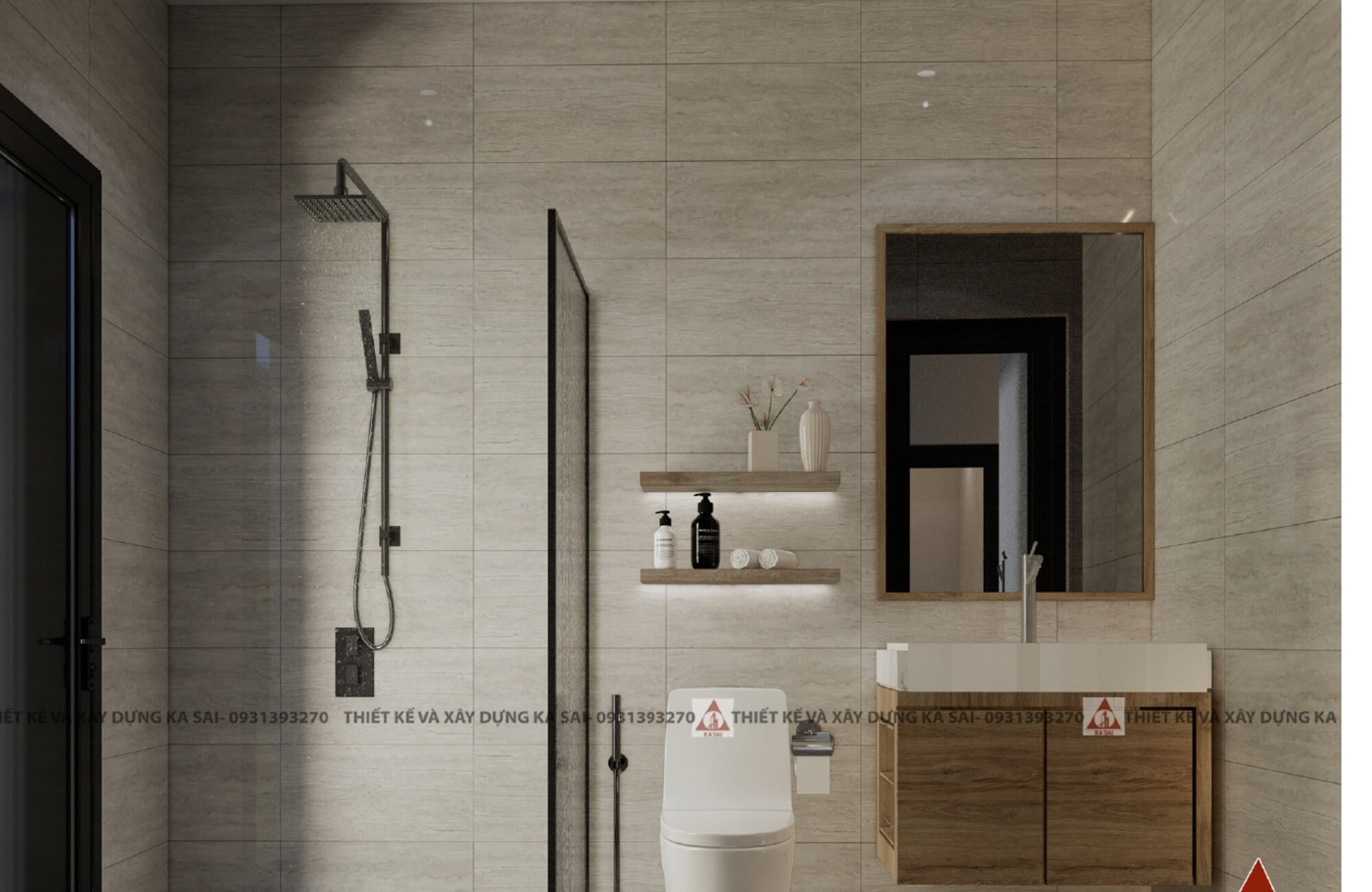 Phòng WC mẫu thiết kế nhà 7x10m 3 tầng
