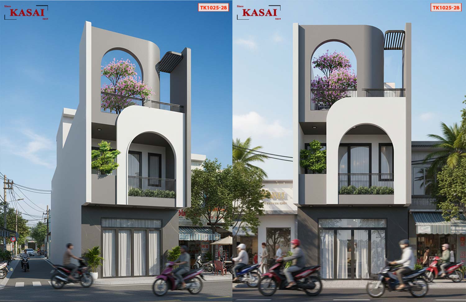 Mẫu nhà 2 tầng 1 tum 5x20m