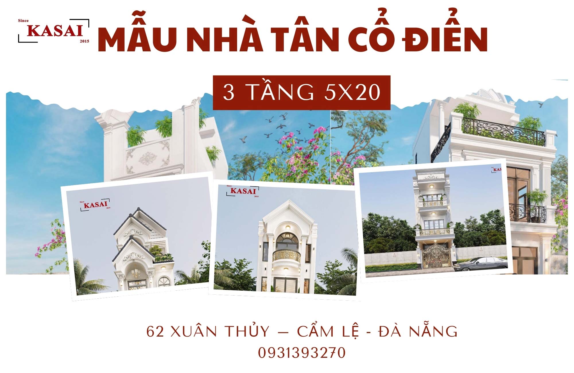Nhà tân cổ điển 3 tầng 5x20 mới