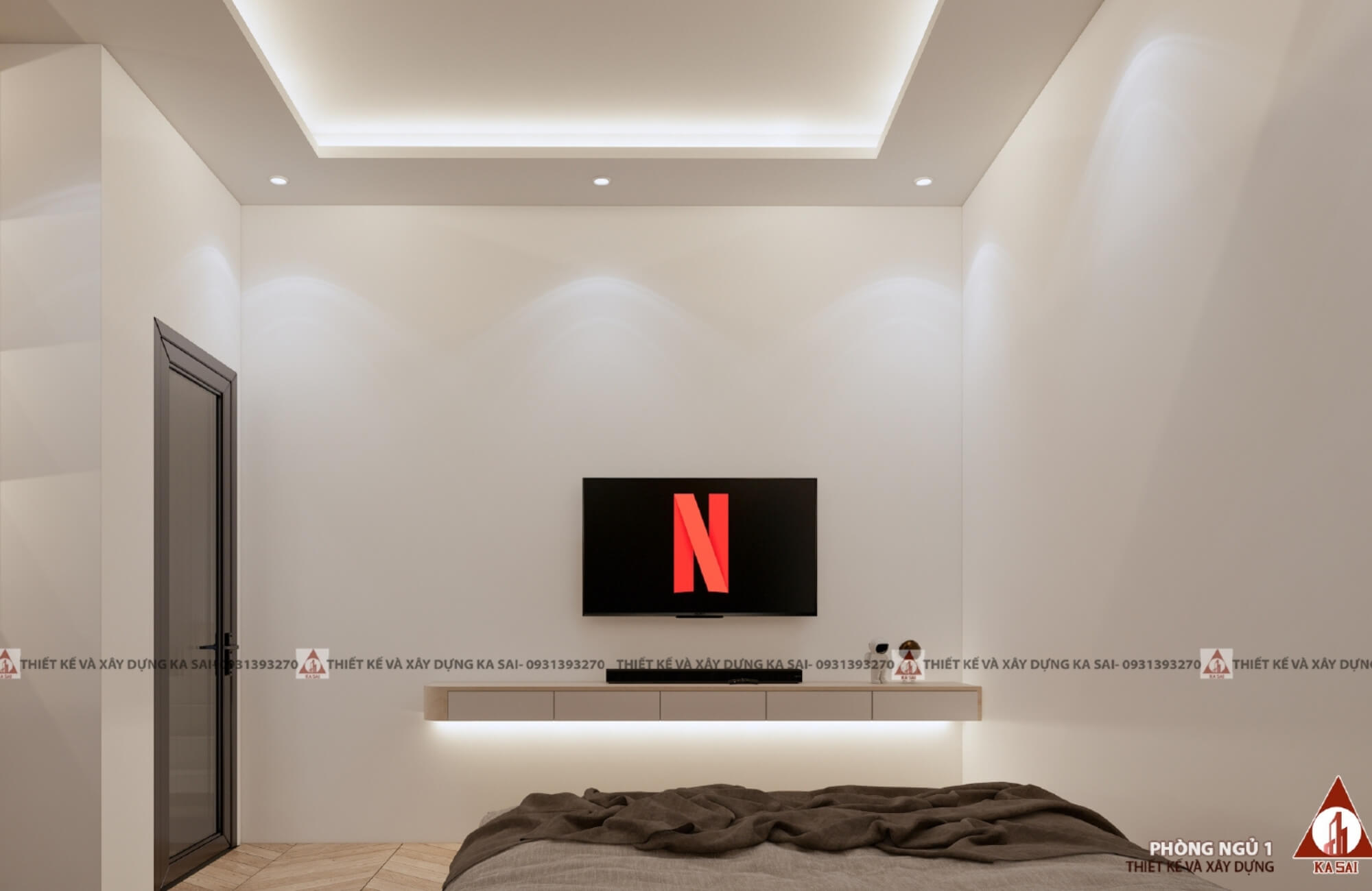 Phòng ngủ mẫu thiết kế nhà 7x10m 3 tầng