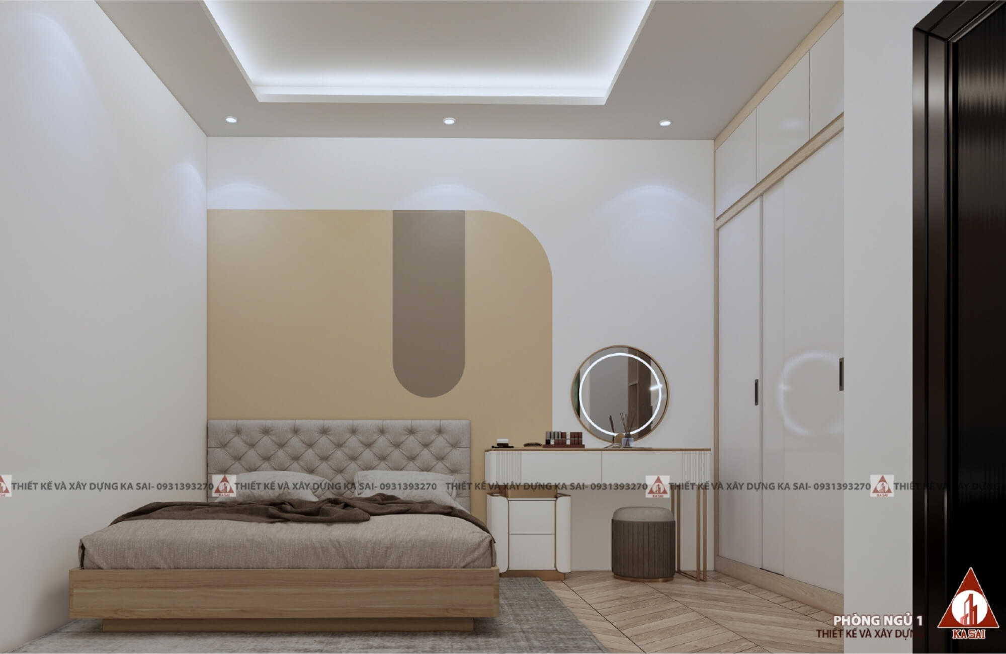 Phòng ngủ mẫu thiết kế nhà 7x10m 3 tầng