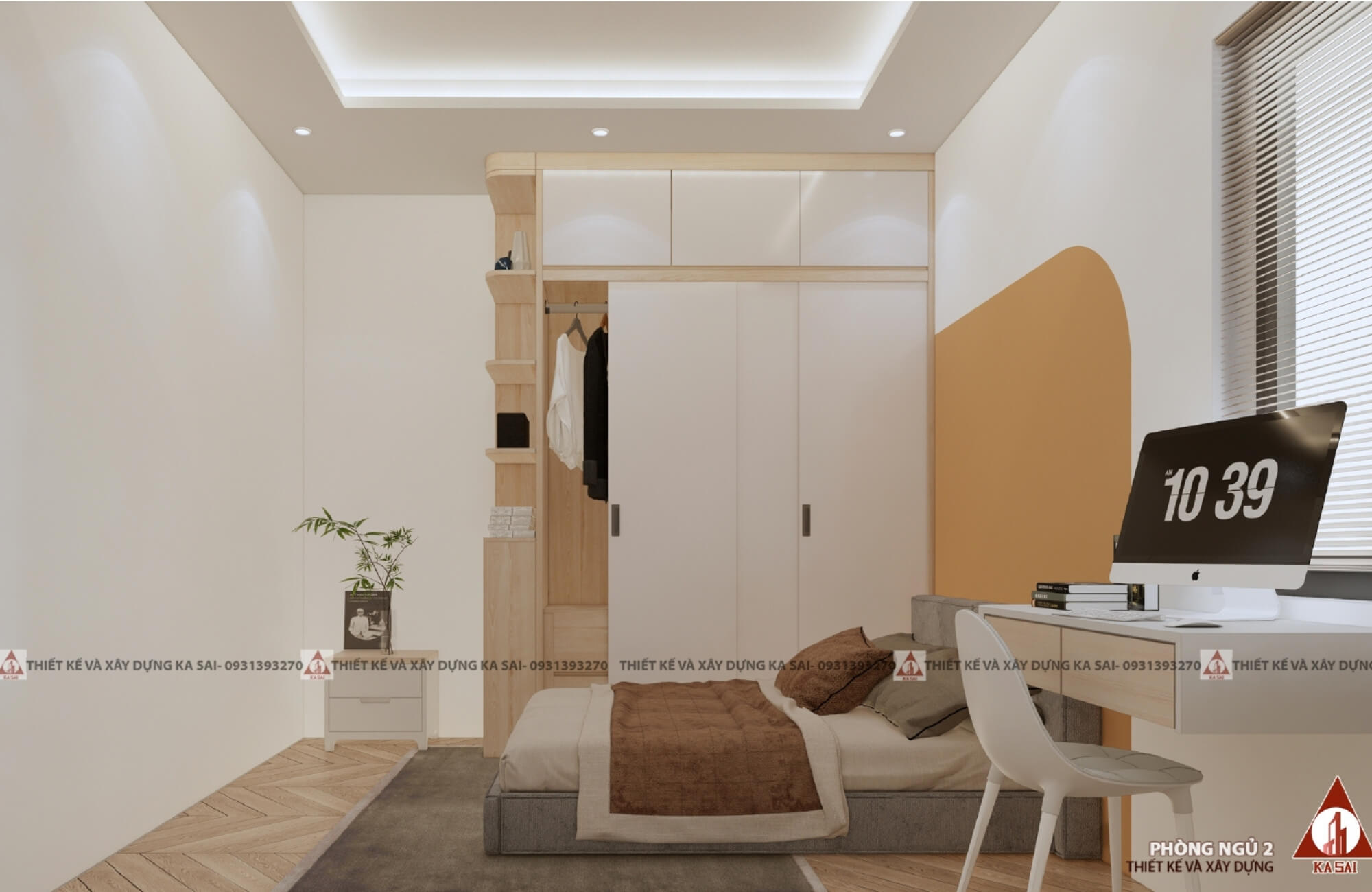 Phòng ngủ mẫu thiết kế nhà 7x10m 3 tầng
