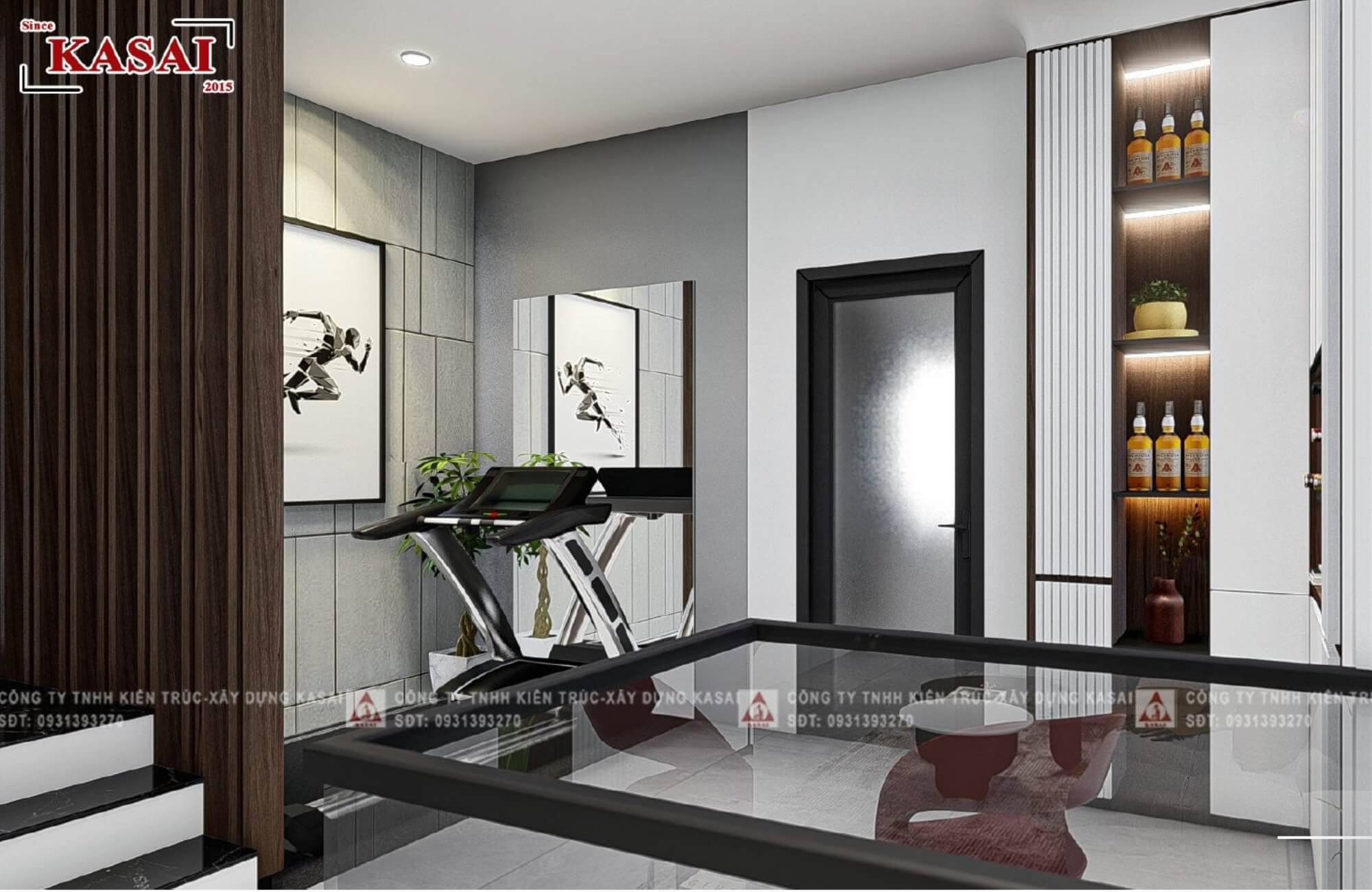 Phòng sinh hoạt chung mặt tiền nhà phố 5m 3 tầng tân cổ điển