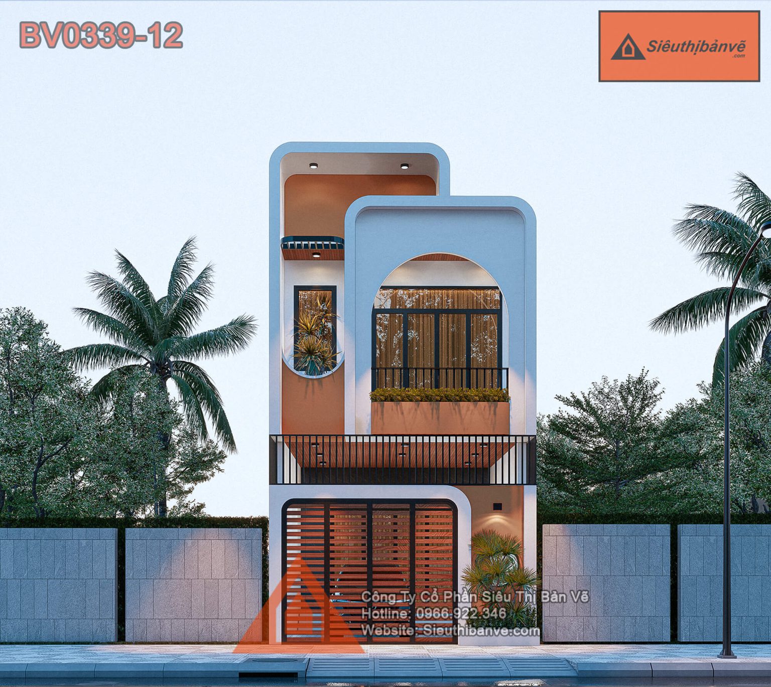 Thiết kế mặt tiền nhà 5m 2 tầng hiện đại