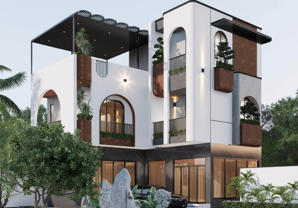 Thiết kế nhà vuông 10×10 3 tầng cân bằng thẩm mỹ & công năng