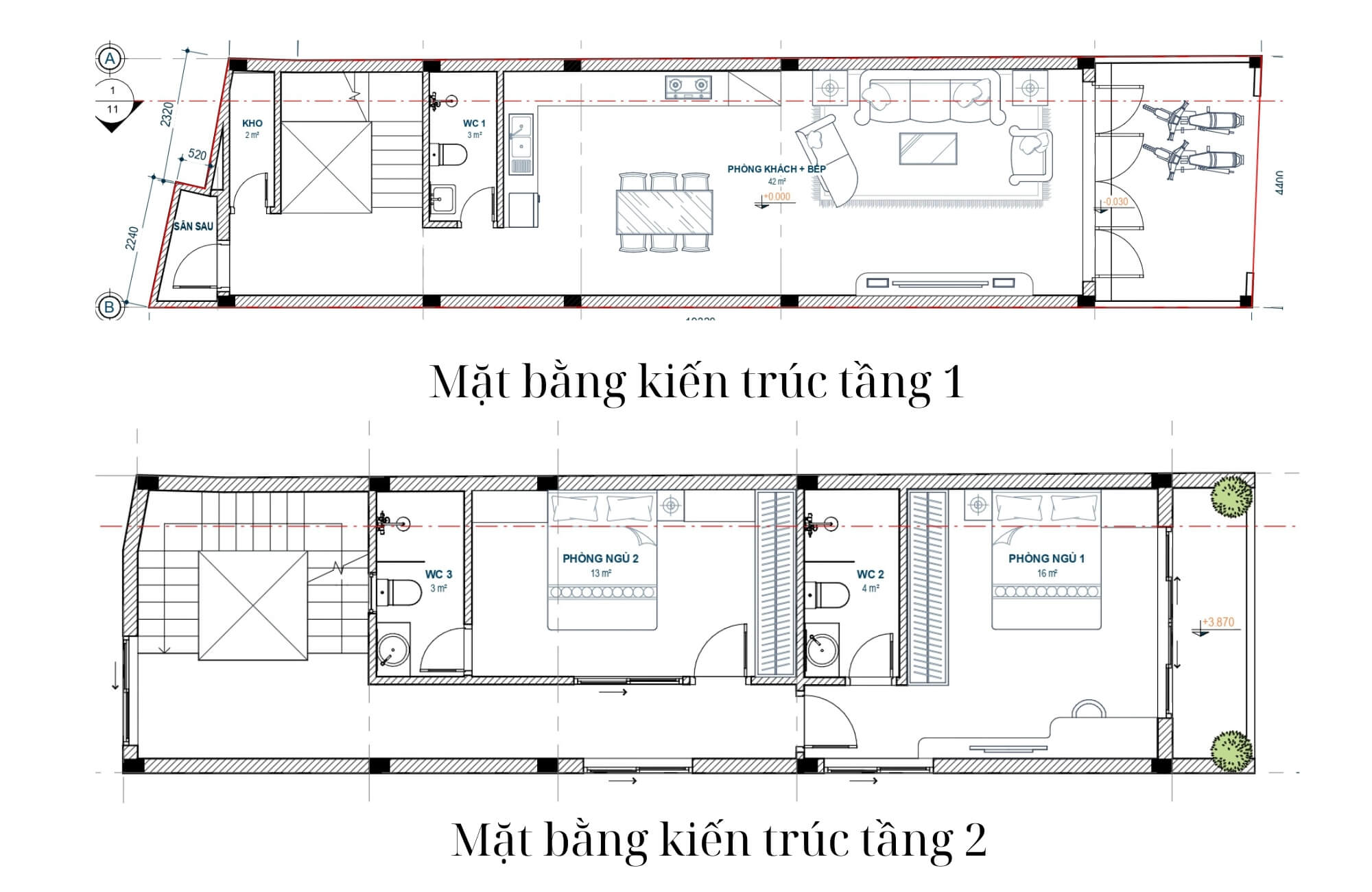 Bản vẽ nhà 4 tầng mặt tiền 5m
