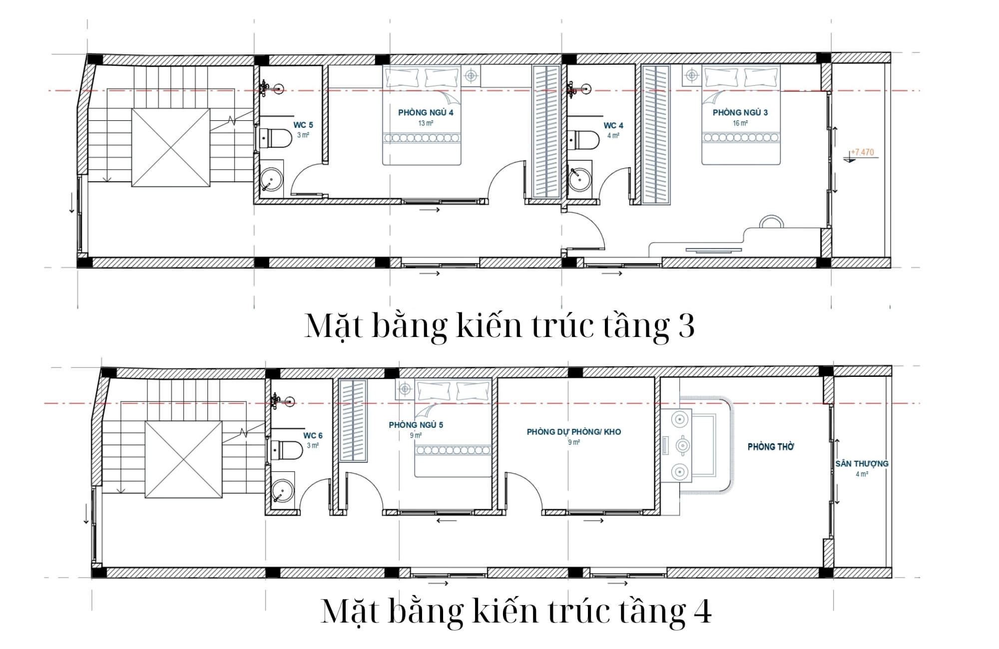 Bản vẽ nhà 4 tầng mặt tiền 5m