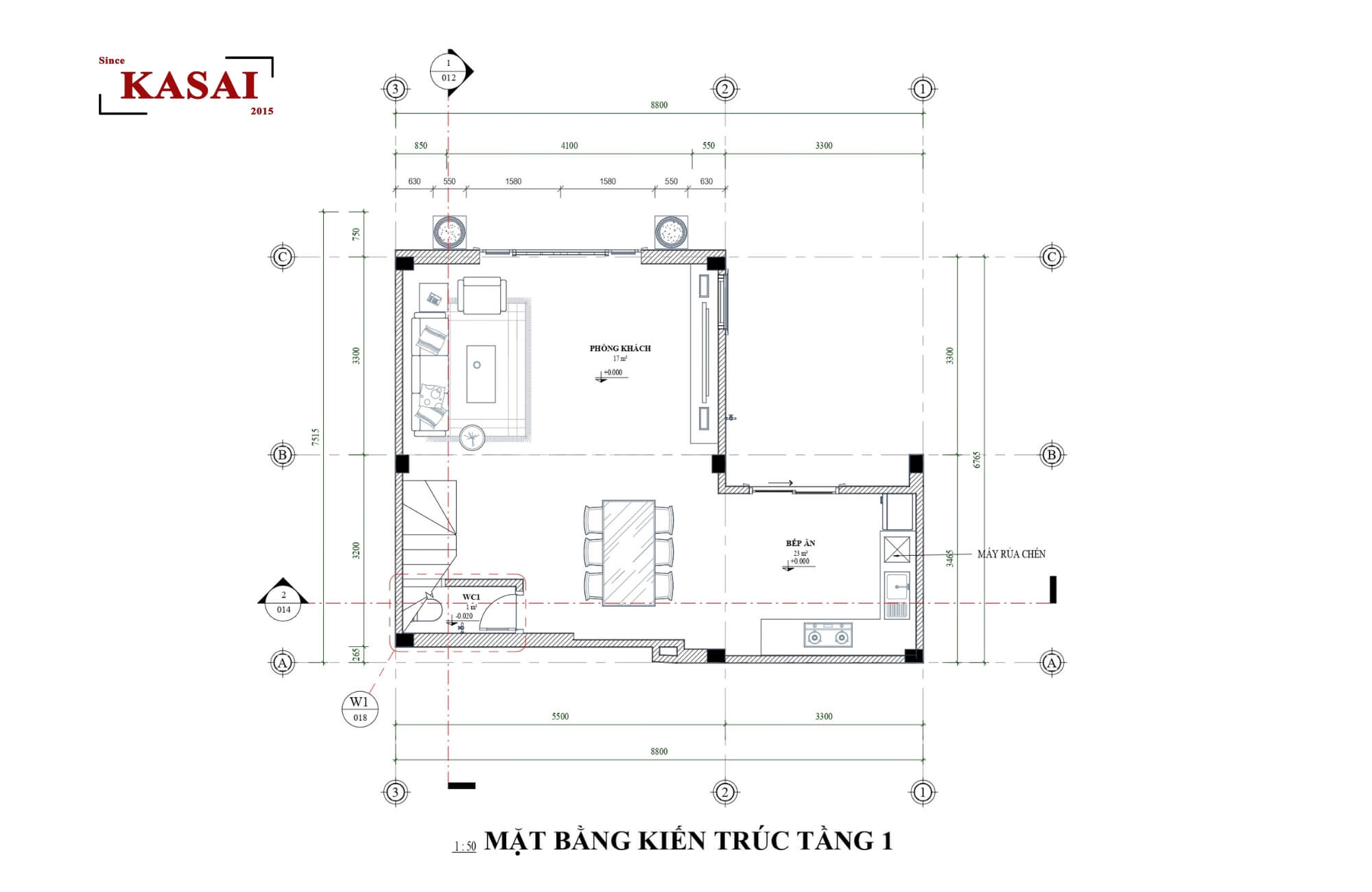 Bản vẽ thiết kế biệt thự 4 tầng tân cổ điển tầng 1
