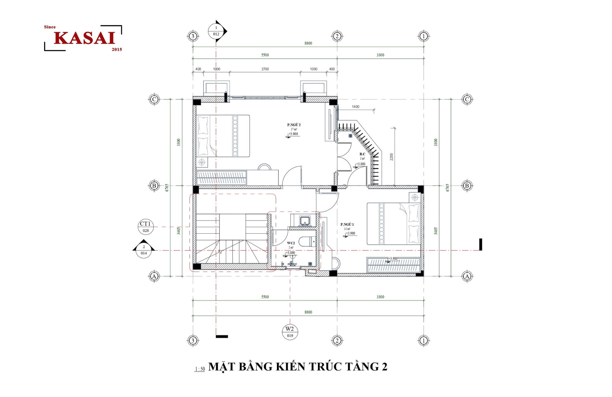 Bản vẽ thiết kế biệt thự 4 tầng tân cổ điển tầng 2