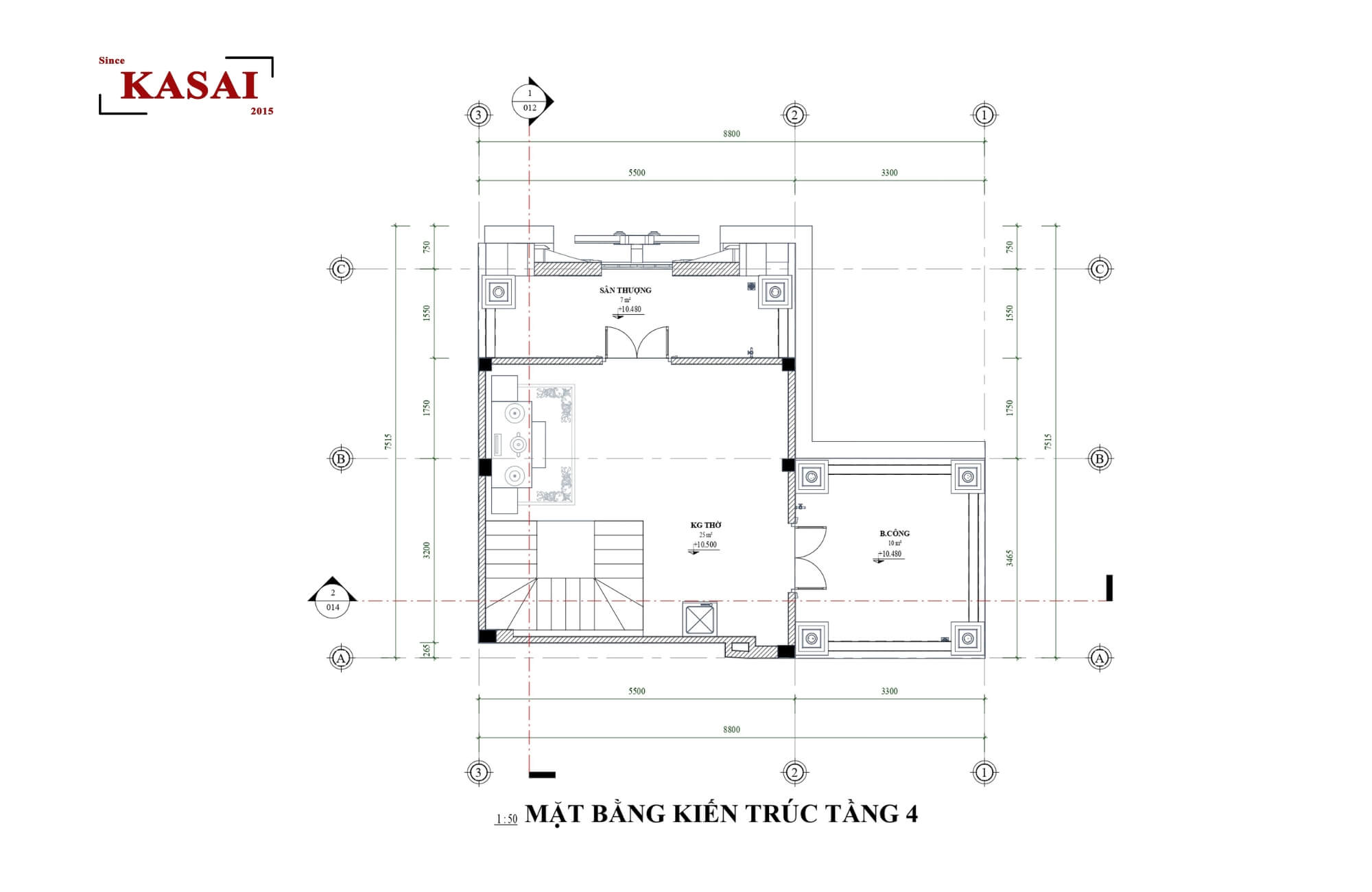 Bản vẽ thiết kế biệt thự 4 tầng tân cổ điển tầng 4