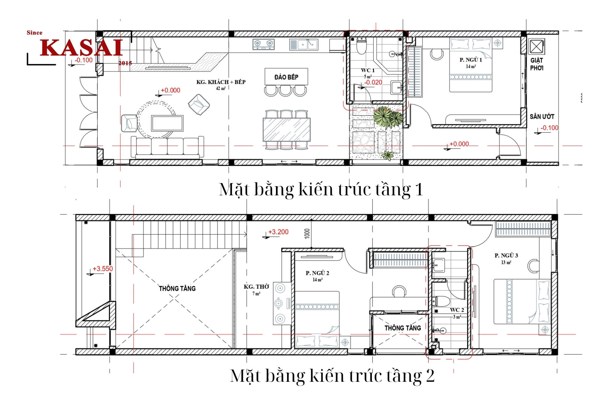 Bản vẽ thiết kế nhà 5x15m 2 tầng