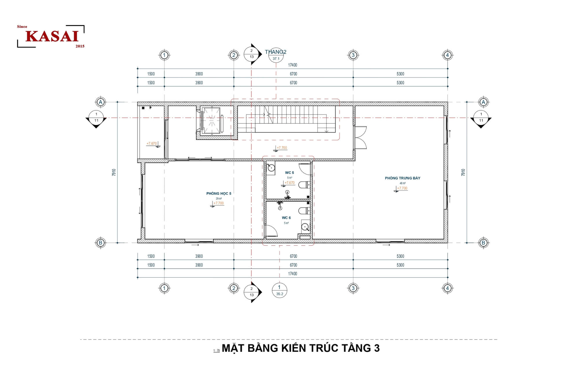 Bản vẽ thiết kế trường mầm non tầng 3