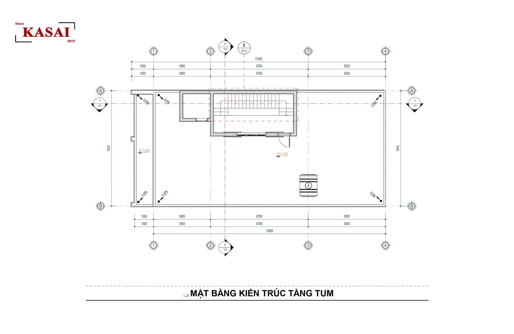 Bản vẽ thiết kế trường mầm non tầng tum
