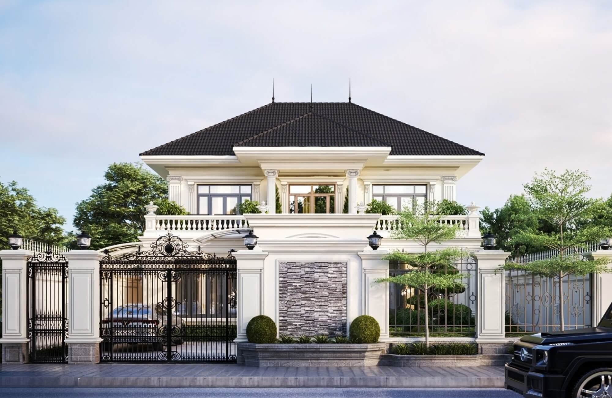 Hàng rào biệt thự tân cổ điển đẹp dài