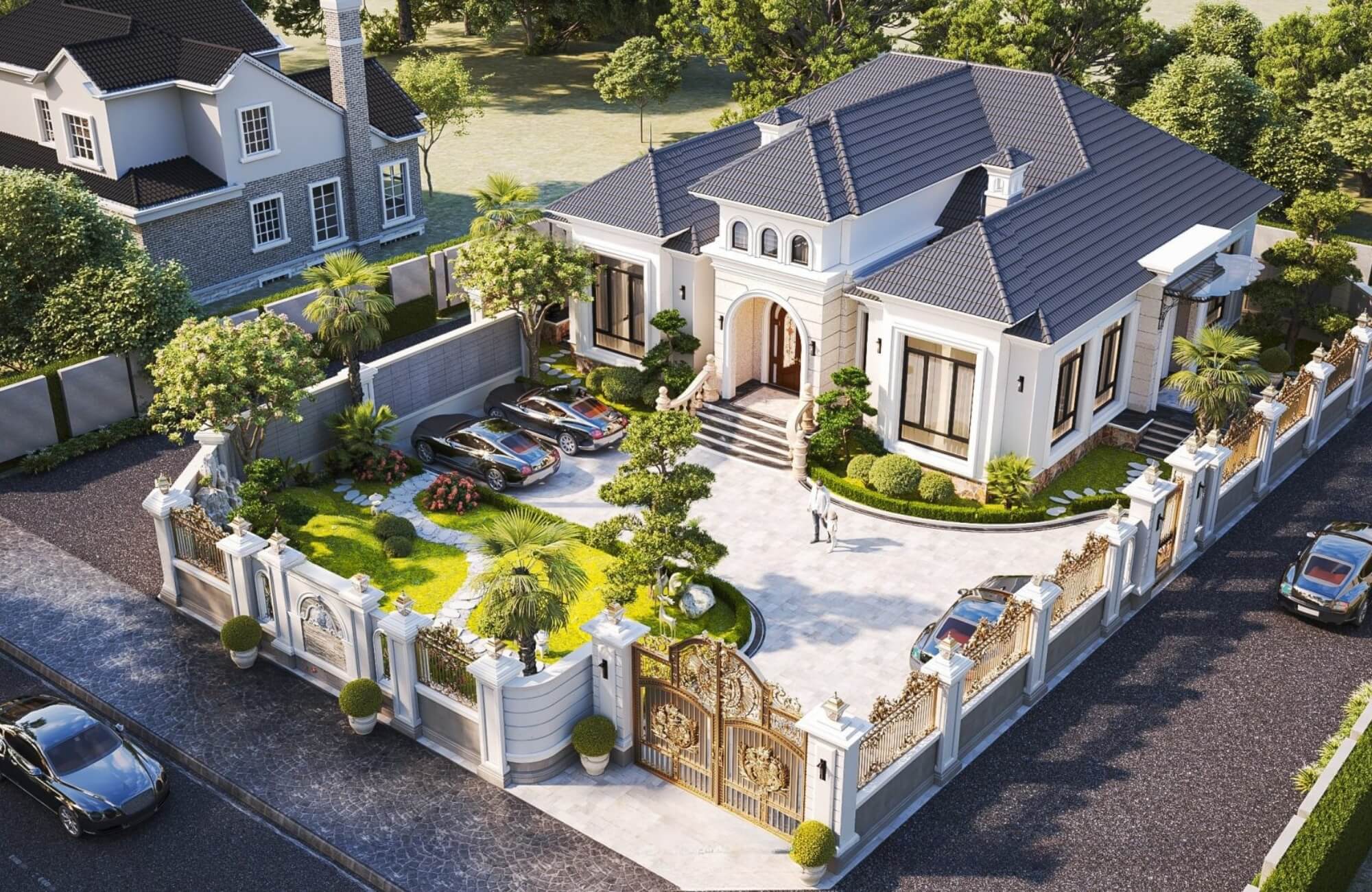 Hàng rào biệt thự tân cổ điển đẹp dài