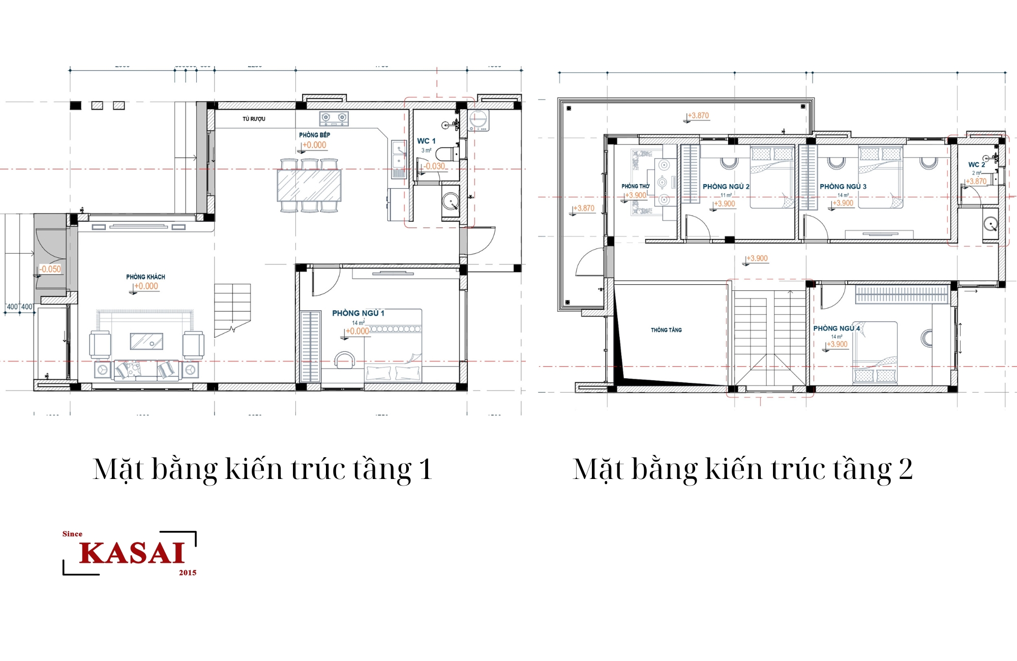 Mặt bằng nhà 2 tầng 8x10