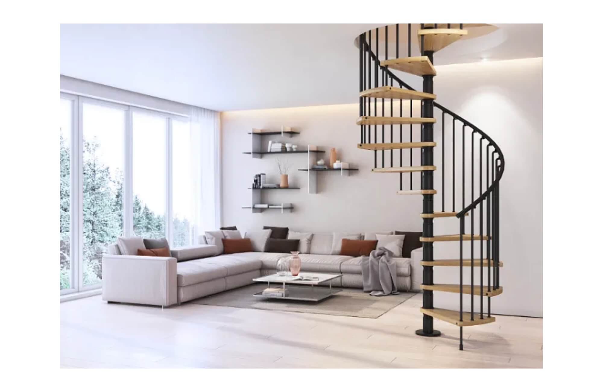 Mẫu cầu thang đẹp nhà ốc 5m kiểu xoắn ốc