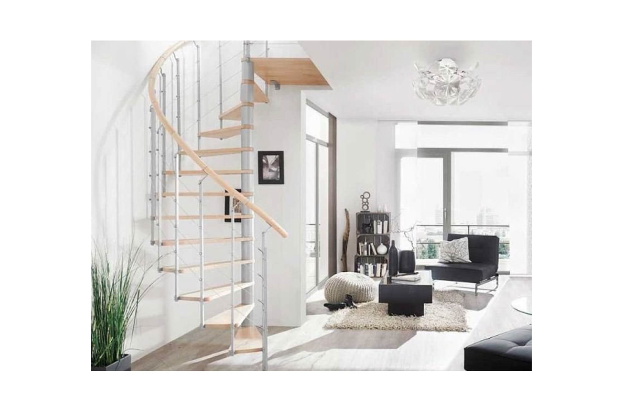 Mẫu cầu thang đẹp nhà ốc 5m kiểu xoắn ốc