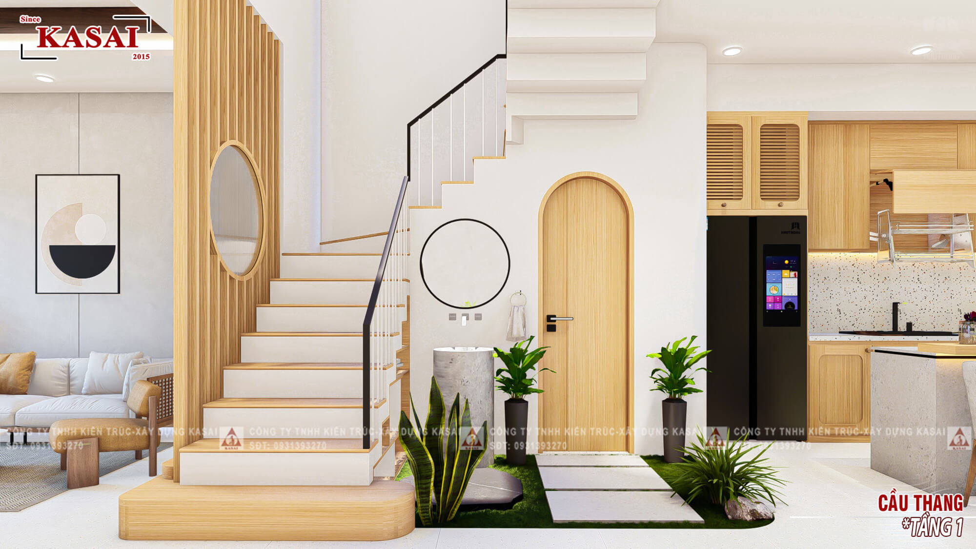 Mẫu cầu thang nhà ống 5m đẹp