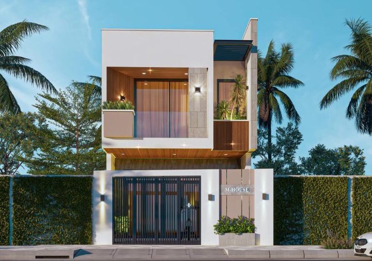 Mẫu nhà 2 tầng mặt tiền 6m 3 phòng ngủ