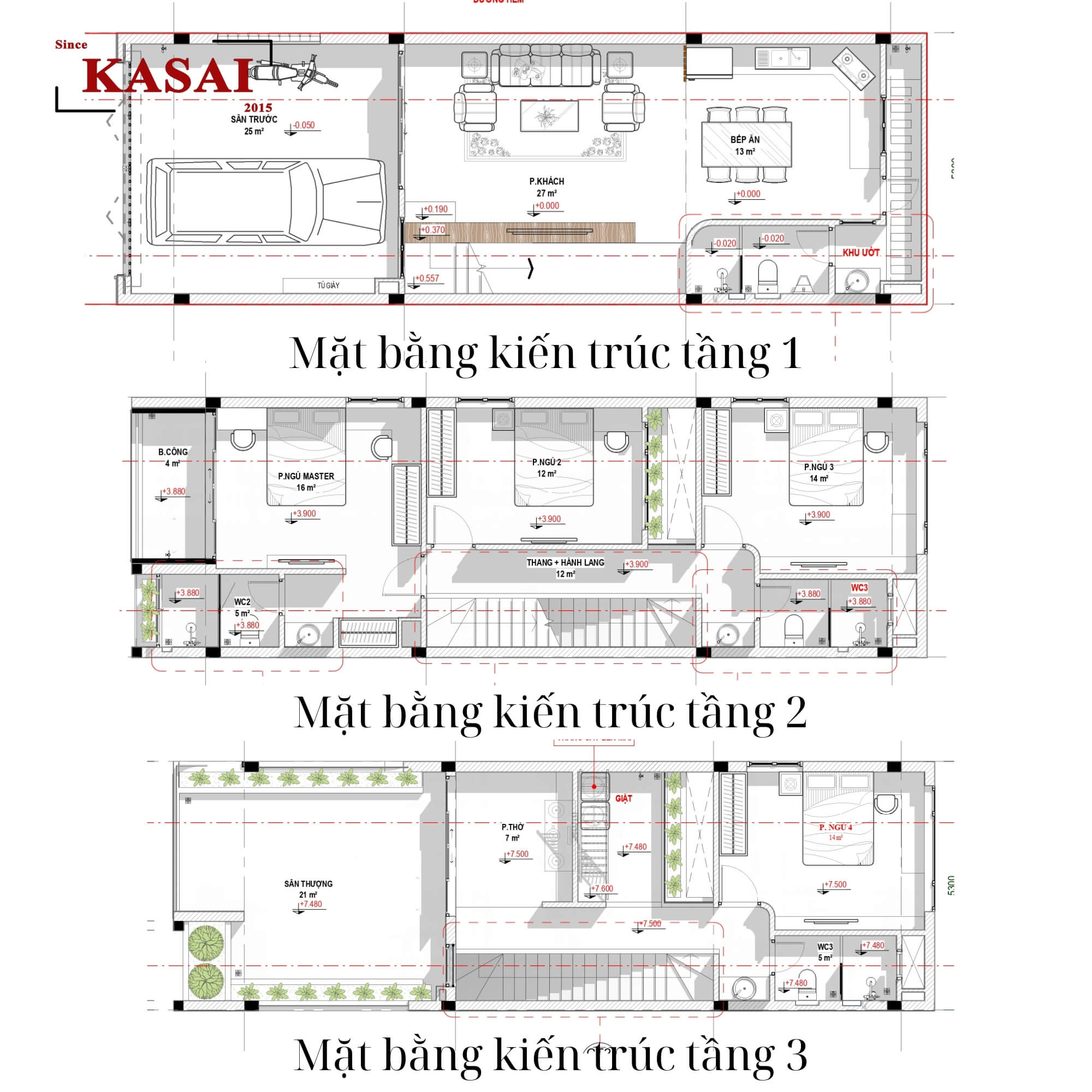 Bản vẽ mặt bằng mẫu nhà 3 tầng 6m mặt tiền đẹp