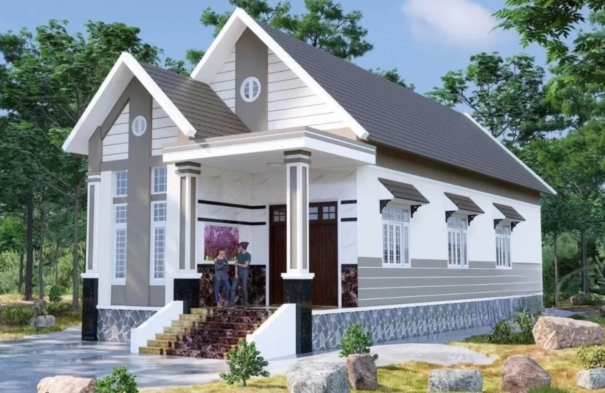 Thiết kế nhà ngang 8m sâu 10m 1 tầng