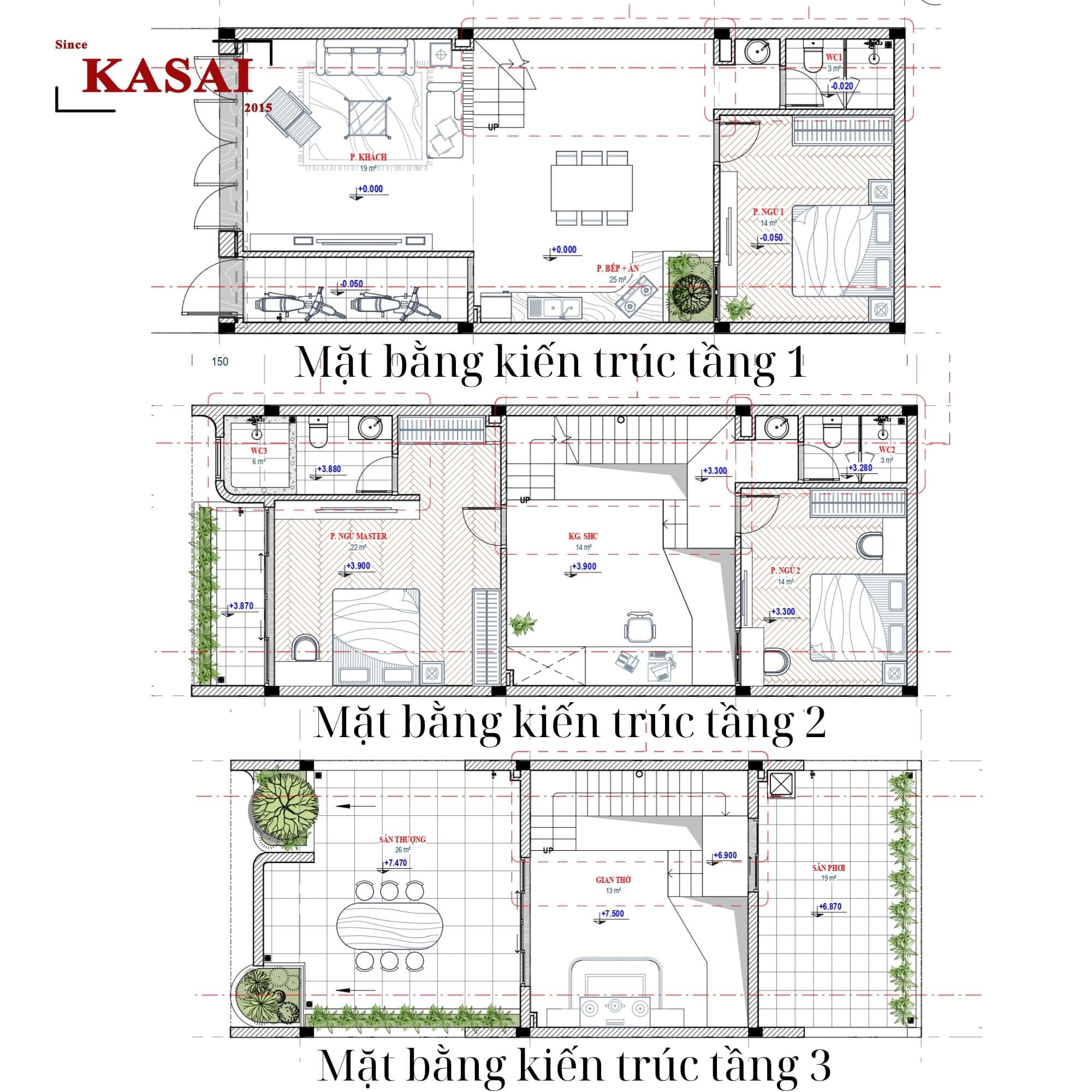 Mẫu nhà 3 tầng 6m mặt tiền đẹp 3 phòng ngủ