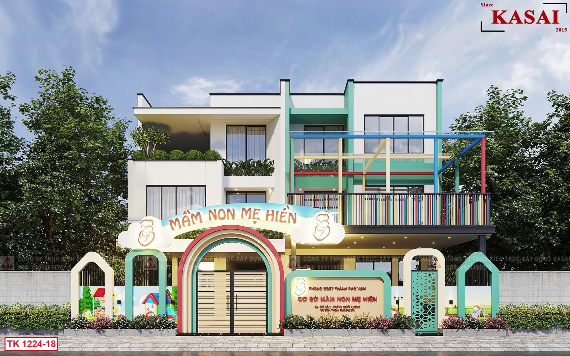 Mẫu thiết kế trường mầm non đẹp nổi bật như cổ tích