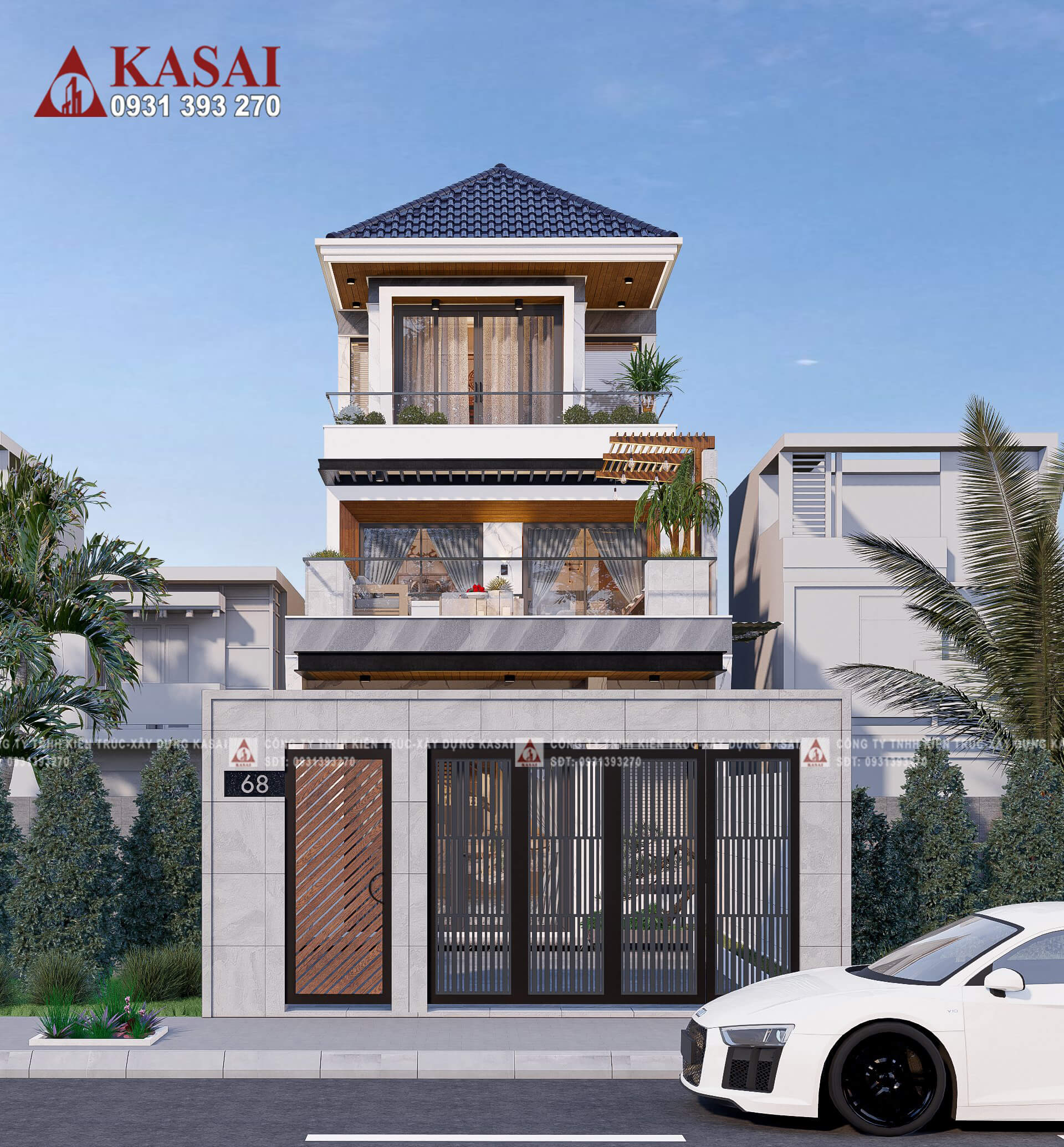 Nhà 3 tầng mái Nhật 6x20